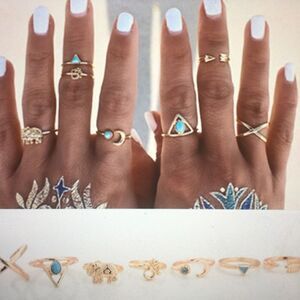 🎁 1 HR sale🎁Boho -Bohemian Midi Ring set